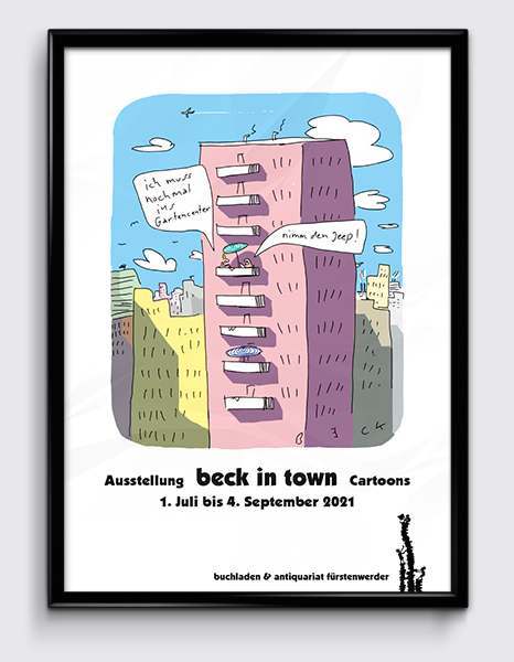 Ausstellungsplakat: beck in town–Cartoons